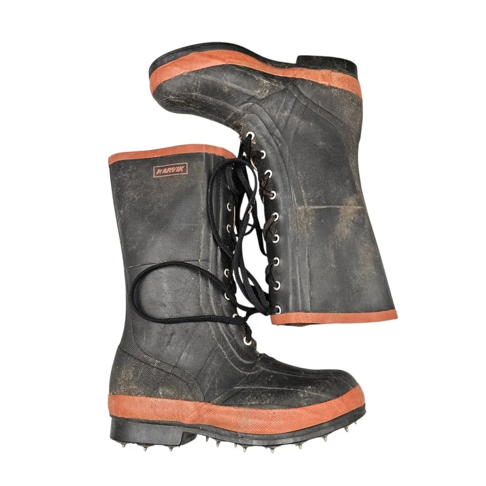 Harvik‎ Men's Size 8 M Boots Logging Spiked Forestry Rubber Boots W Champ Caulks